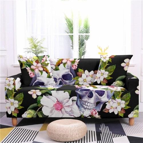 Modern Luxury 3D Skull Print Stretch Sofa Seat Cover Sofa Cover Slipcover for Living Room Elastic Sofa Cover 1/2/3/4 Seater