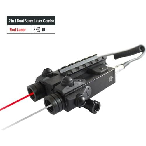 Millitary Standard Adjustable Tactical Dual Beam Red Laser and IR Laser Combo with Extra Build-in Picatinny Rail Mount