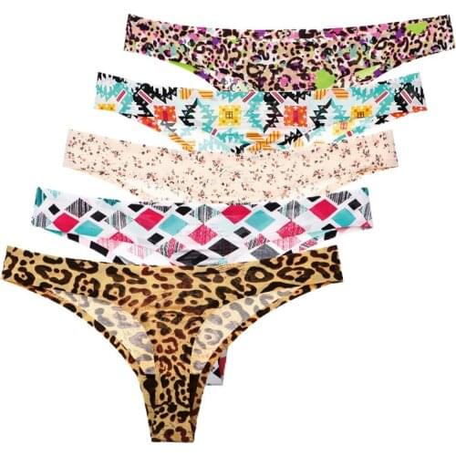 TWTZQ M-XXL G String Women Tanga Leopard Panties Sexy Briefs for Girl Thong Seamless Underpants Underwear Female Lingerie