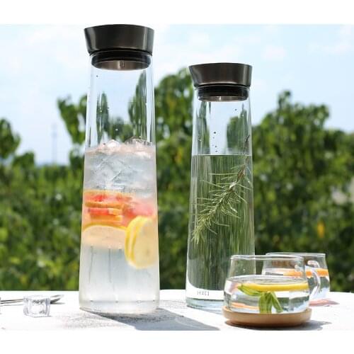 Thickened Glass Soda Water Bottle Stainless Steel Lid Juice Beverage Dispenser Jug Lemonade Kettle Drinkware Home Bar Supplier