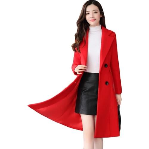 High-quality woolen coat womens medium long autumn and winter new Plus size wild popular womens woolen coats thick overcoat