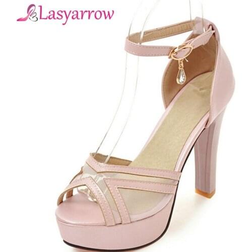 Lasyarrow Women Sandals High Heels Summer Shoes For Ladies 2018 Fashion Plus Size 33-46 Sweet Thick High Heels Platform Shoes