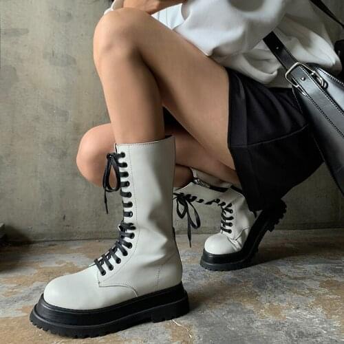 2021 Trends Platform Mid-calf Boots Autumn Winter Party Wedding Shoes Woman Heels Newest Cunky Heels Women Boots