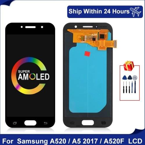 5.0" Super AMOLED For Samsung Galaxy A520 LCD Display A5 2017 Digitizer Touch Screen for A570F Replacement Parts