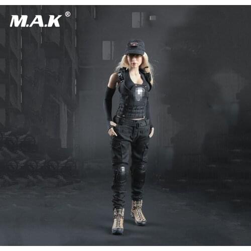 1/6 FG048B Tactical Woman Gunner Black Clothes Set F 12'' Body