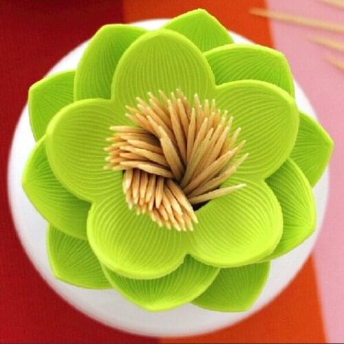 1Pcs Mini Lotus Toothpick Holder Cotton Bud Holder Swab Box Cotton Bud Plastic Base Home Decor Accessories Table Decoration