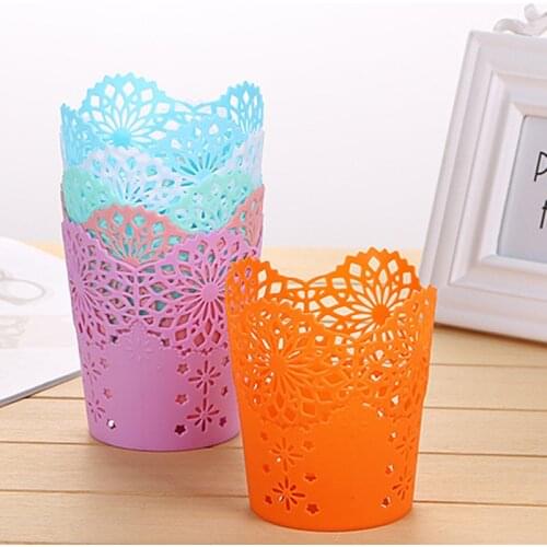 1PC Flower Plant Pot Makeup Brush Storage Boxes Pen Pencil Pot Holder Container Office Desk Organizer Multifunctional
