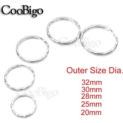 20Pcs 20~32mm Open Double Jump Rings Bump Round Split Key Rings For Pants Decorative Chain Jewelry Making Bag DIY Accessories