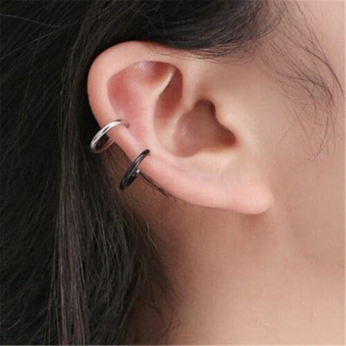 2021 fashion small round thin ring earless clip extremely simple wind alloy earrings