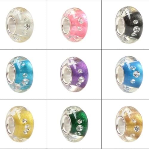 925 Sterling Silver Large Hole Colorful 3D Flowers bubbles Murano Glass Charm Beads Fit European Bracelet Jewelry