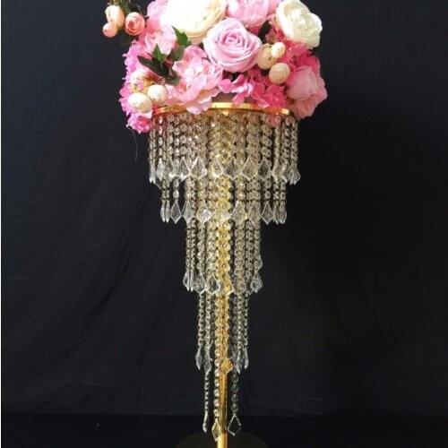 Free shipping Wedding T Station Decorations Gold 80cm Tall 5 tiers wedding centerpiece table chandelier wedding decoration