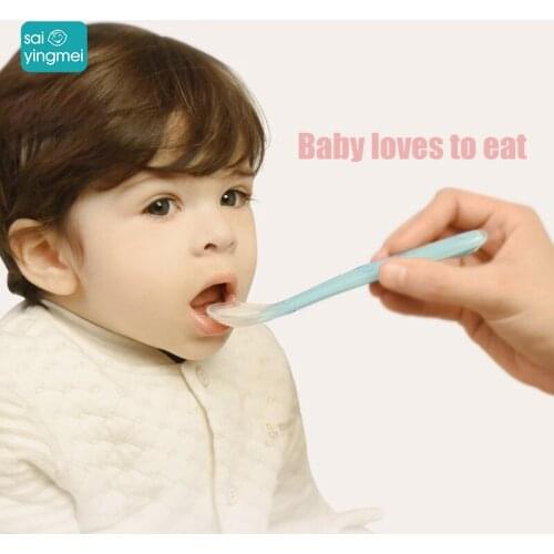 Baby Soft silicone Spoon Food Grade baby Feeding Spoons Safety Tableware Infant Learning Spoons for 4M-3Y baby