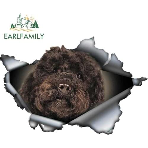 EARLFAMILY 13cm x 8.7cm Black Labradoodle Car Sticker Torn Metal Decal 3D Reflective Stickers Car Styling Vinyl Waterproof Decal