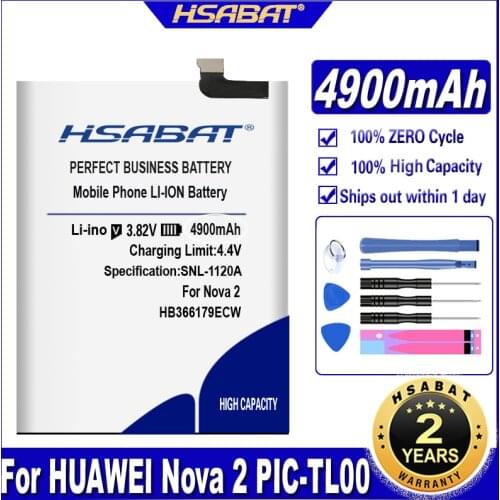 HSABAT HB366179ECW 4900mAh Battery For HUAWEI Nova 2 PIC-TL00 PIC-L29 CAZ-TL00 PIC-LX9 PIC-L09 CAZ-AL10 Nova2 PIC-AL00