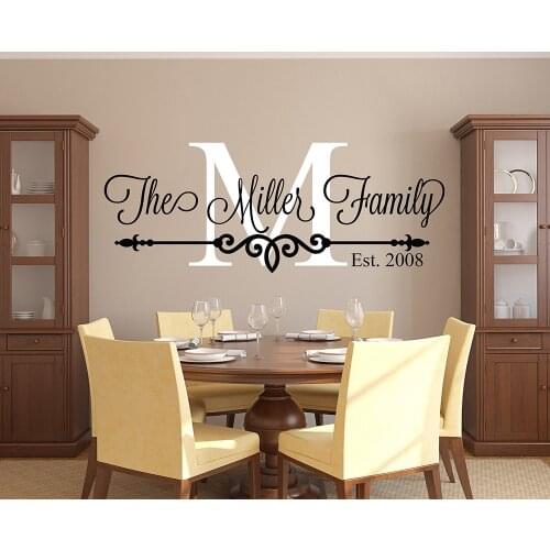 Customize Family Name Wall Decal Personalized Family Monogram Living Room Decor Established Date Vinyl Wall Decal Murals A714