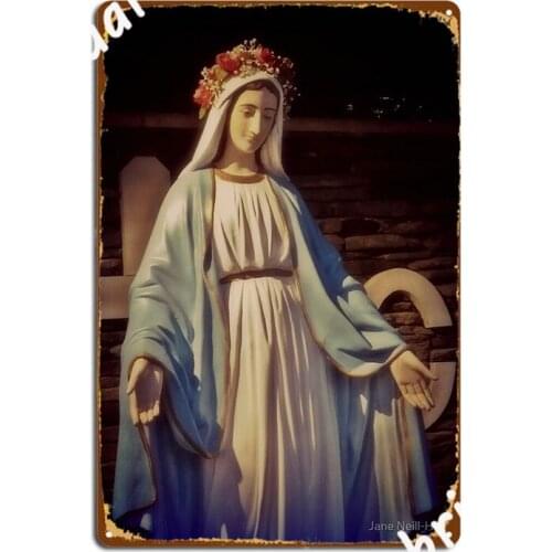 Graceful Virgin Mary Statue Outside The Knights Of Columbus In North Arlington New Jersey Poster Metal Plaque