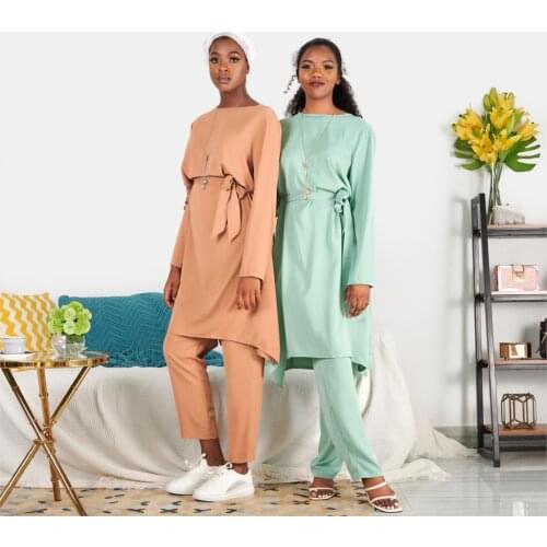 Muslim sets 2 Pieces muslim suits Hijab female Kaftan Islamic Clothing Grote Maten Dames Kleding Ensemble Femme Musulmane F998