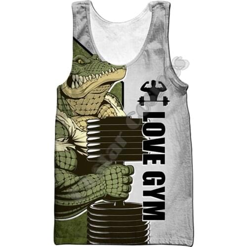 PLstar Cosmos Gym Crocodile 3D Printed Unisex Summer Vest/Tank Top Men For Women