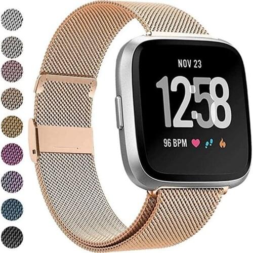 Luxury Stainless Steel Magnetic Milanese Loop Band for Fitbit versa /versa 2/versa 3 Replacement Wristband metal wrist Strap