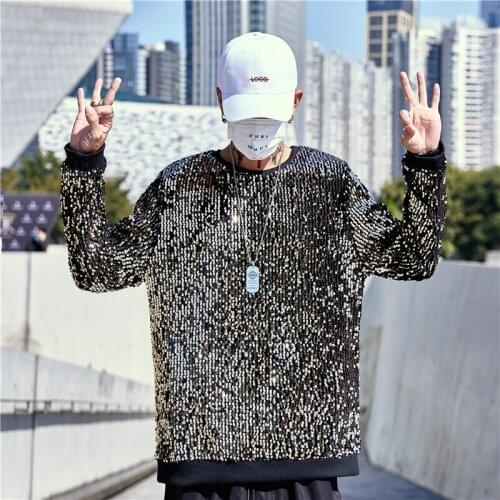 Mens Clothes 2021 Main Promotion Of Sequin Versatile Trend Streetwear Sweatshirt Listing Fashion College Long Sleeve Black