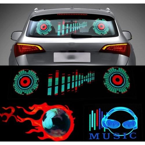 Niscarda Car Windshield LED Sound Activated Equalizer Neon EL Light Music Rhythm Flash Lamp Sticker Styling With Control Box