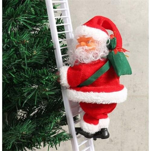 Lovely Christmas Santa Claus Electric Climb Ladder Hanging Decoration Christmas Tree Ornaments Funny New Year Kids Gifts Party