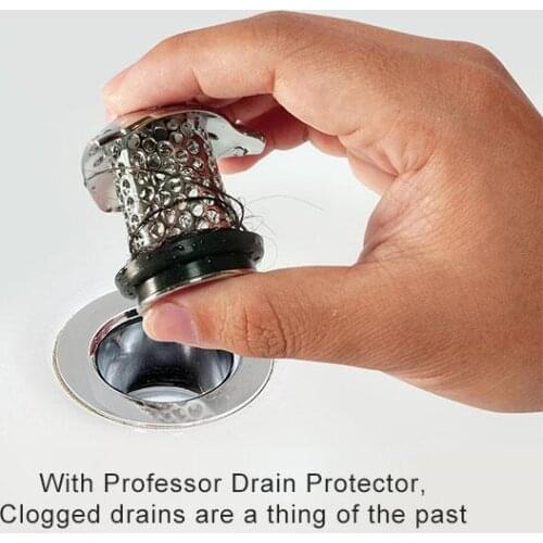 Bath Tub Stainless Steel Drain Protector Mushroom Shape Kitchen Silicone Anti-blocking Floor Plug, Bathroom Basin Filter, Hair C