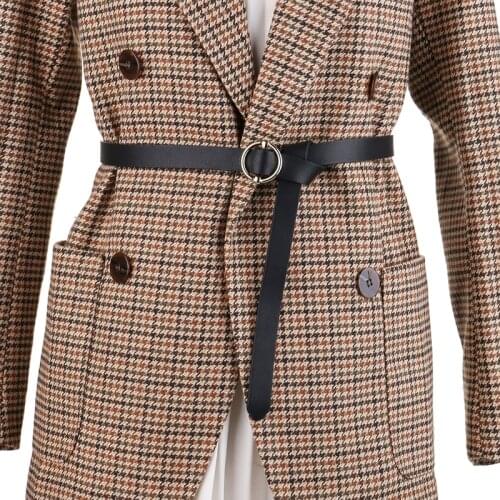 HOT Gold Round buckle belt female leisure Jean thin soft real leather belt solid brown cowhide black strap belts for women dress