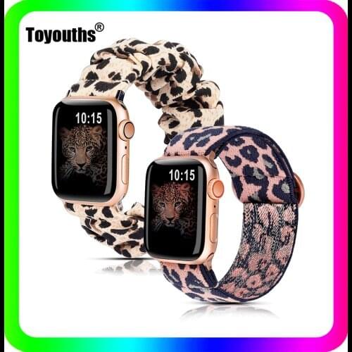 Toyouths 2 Pack Elastic Scrunchies Watch Band for Apple Watch Nylon Strap Band for iWatch Series 6 5 4 3 2 1 Elastic Watchband