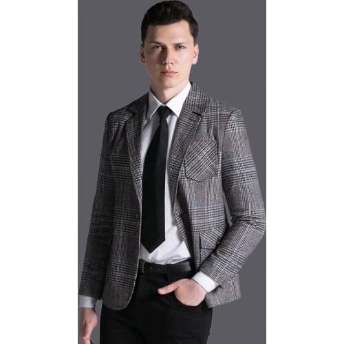 Retro Plaid Suit Mens Tops 2020 Spring And Autumn New Blazer Suits England Fashion Men Long Sleeve Jacket Costs 1109