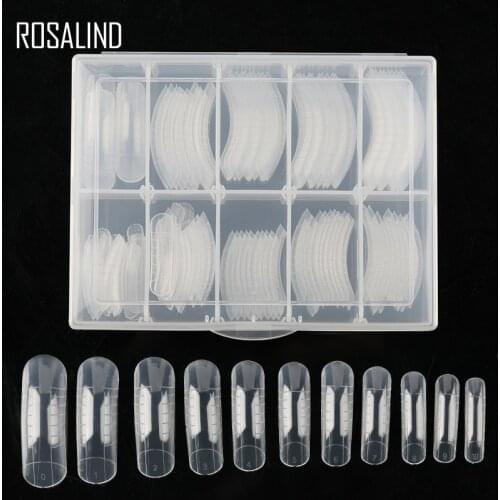 ROSALIND False Nail Art Manicure For Gel Extension Transparent Mold UV Builder Gel Poly Tool 120PCS/Lot Mixed Length Fake Nails