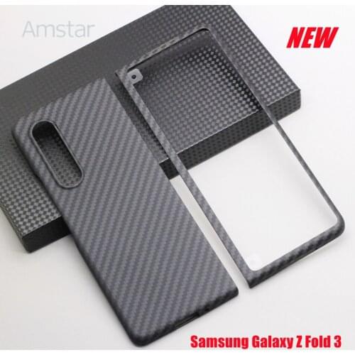 Amstar Luxury Pure Carbon Fiber Phone Case for Samsung Galaxy Z Fold 3 Ultra-thin Business Aramid Fiber Fold 3 Protective Cover