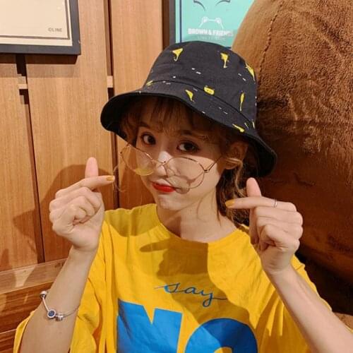 Fisherman Hat Women Spring Summer Korean Small Fresh Cute Double-sided Basin Hat Literary Outdoor Sunscreen Sunshade Hat Sun Cap