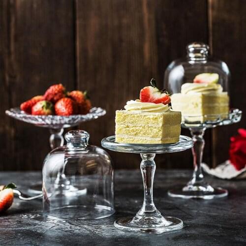 Glass Dome Food Cover Snack Fruit Dessert Cake Display Tray Table Serving Stand Kitchen Tools Festive Party Decoration