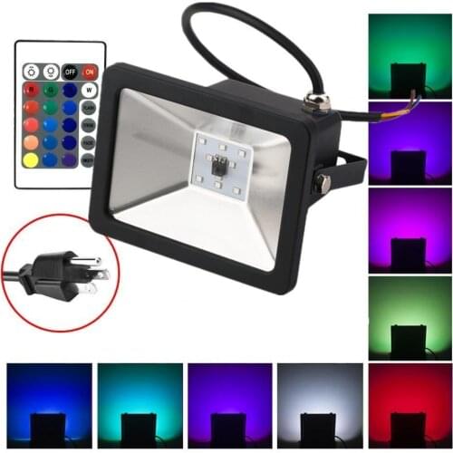 10W IP65 Waterproof RGB 16 Different Colors LED Flood Lamp Floodlight with Remote Control for Outdoor Stage Garden Porch Lights