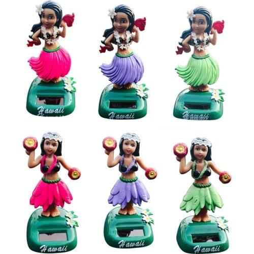 Solar Power Dancing Hawaii Girl Ornament Car Dashboard Toy Home Office Decor Figurines Model Statue Pink Dancer Girl