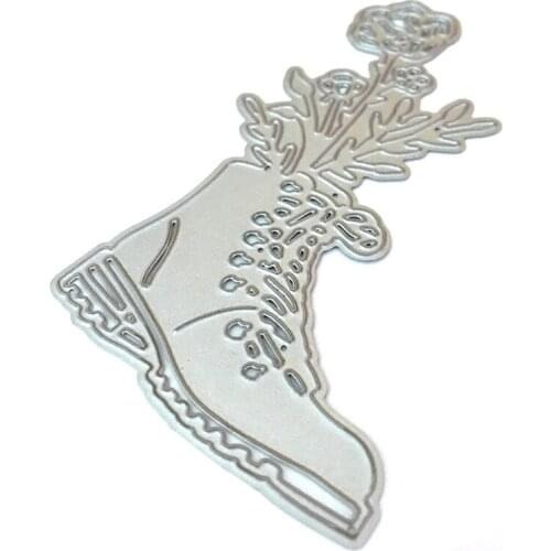 Carbon Steel Embossing Boots Flowers Stencil, DIY Scrapbooking Printing Steel Mould for Album Paper Card Making