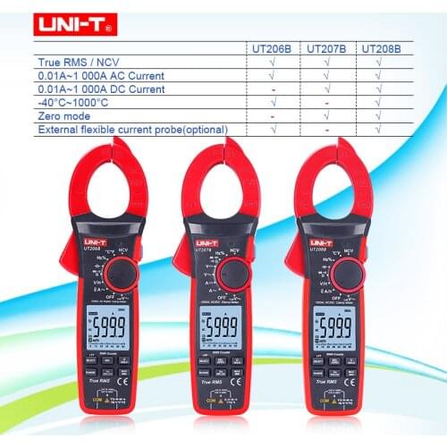 UNI-T True RMS Digital clamp meter 1000A 1000V 6000 counts AC DC Current voltage tester +autoscale memory+NCV UT206B 207B 208B