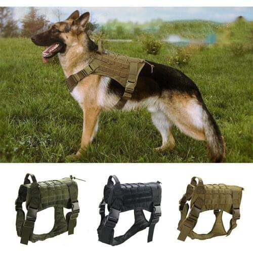 Military Tactical Dog Harness Shepherd Pet Durable Vest With Handle Nylon Bungee Dog Leash Harness For Small Large Dogs Puppy