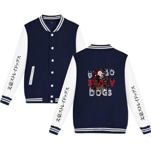Japanese Harajuku Anime Bungo Stray Dogs Baseball Jackets Coat Men Women Long Sleeve Pocket Button Cool Hoodies Sweatshirts Tops