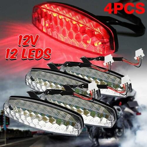 Motorcycle LED Rear Brake Light 18LEDs Tail Stop Indicator Lamp Red For 50cc-125cc Dirt Pit Bike Scooters ATV Quad