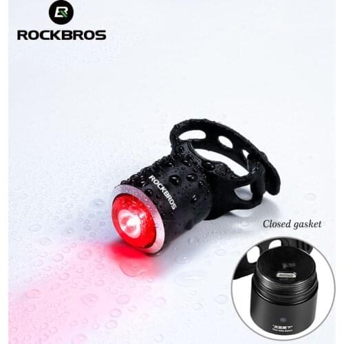 ROCKBROS Rear Bicycle Light Waterproof Intelligent USB Rechargeable Taillight Mini LED MTB Road Bike Safety Warning Lights bmx