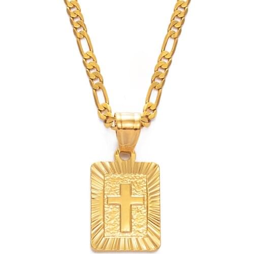 Anniyo Christian Cross Necklaces Women Men Gold Color Christianity Crucifix Classic Jewelry Charm Jesus Pendant #087506B
