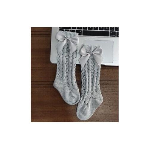 0-3 Years Baby Girls Hollow Out Bowknot Stockings Knitted Solid Breathable Thin Leggings For Infant Newborn Baby 4 Colors