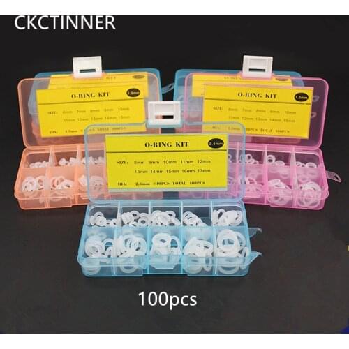100pcs Thickness 1.5 / 2 / 2.5 / 3mm O rubber rings O silicone ring seal / VMQ sealed O-Rings washer o-ring Box assortment kit