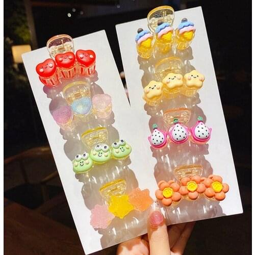 2021 Sweet Fruit Flower Hair Claw Ponytail Barrette Crab Hairpin Girl Kawaii Cartoon Shark Clips Hair Accessories For Children