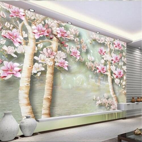 Beibehang Custom Photo Wallpaper Mural Wall Sticker Large Magnolia Flower Carving Background Wall papel de parede 3d wallpaper