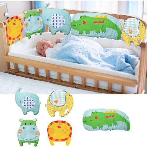 5pcs Baby Bed Bumper Flexible Backrest Cushion Cartoon Animal Crib Bumper Soft Infant Bed Around Protection Pad Baby Bedding Set