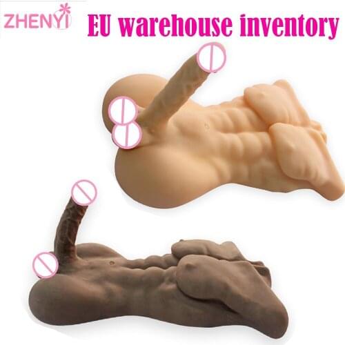 7KG Super Realistic Full TPE Male 3D Torso Half Body With Big Dildo Sex Doll For Women Sex Toy Long Penis Women Masturbation Toy