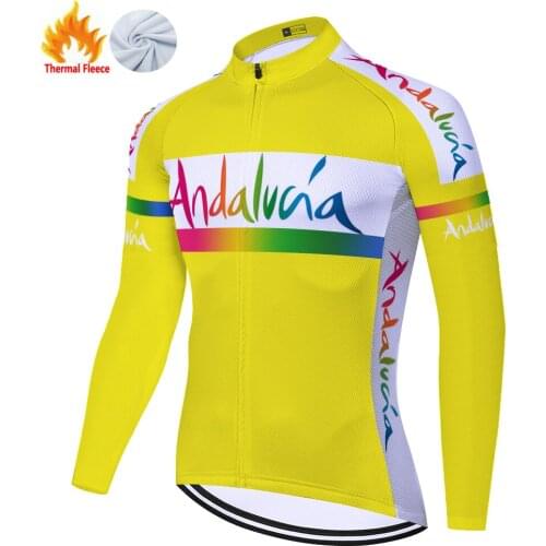 Andalucia Winter Thermal Fleece Camiseta Maglia Uomo Tenue Équipement Vélo Mallots Hombre Ciclismo Masculino Maillot Velo Homme
